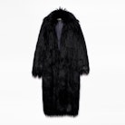 Frida Coat - Women’s long black faux fur coat