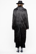 Frida Coat - Women’s long black faux fur coat