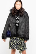Fridas Coat - Women’s black faux fur coat