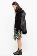 Fridas Coat - Women’s black faux fur coat