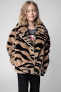 Madeleine Children’s Coat - Children’s leopard-print coat with revered collar and button fastening