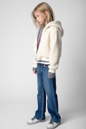 Charlie Children’s Jacket - Children’s cream long-sleeve zip-up hoodie jacket