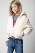 Charlie Children’s Jacket - Children’s cream long-sleeve zip-up hoodie jacket