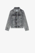 Kioky Kids' Jacket - Kids’ grey cotton denim jacket with embroidery on the back