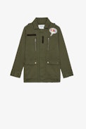 Kids' Jacket - Kids’ khaki cotton military jacket with embroidered motifs