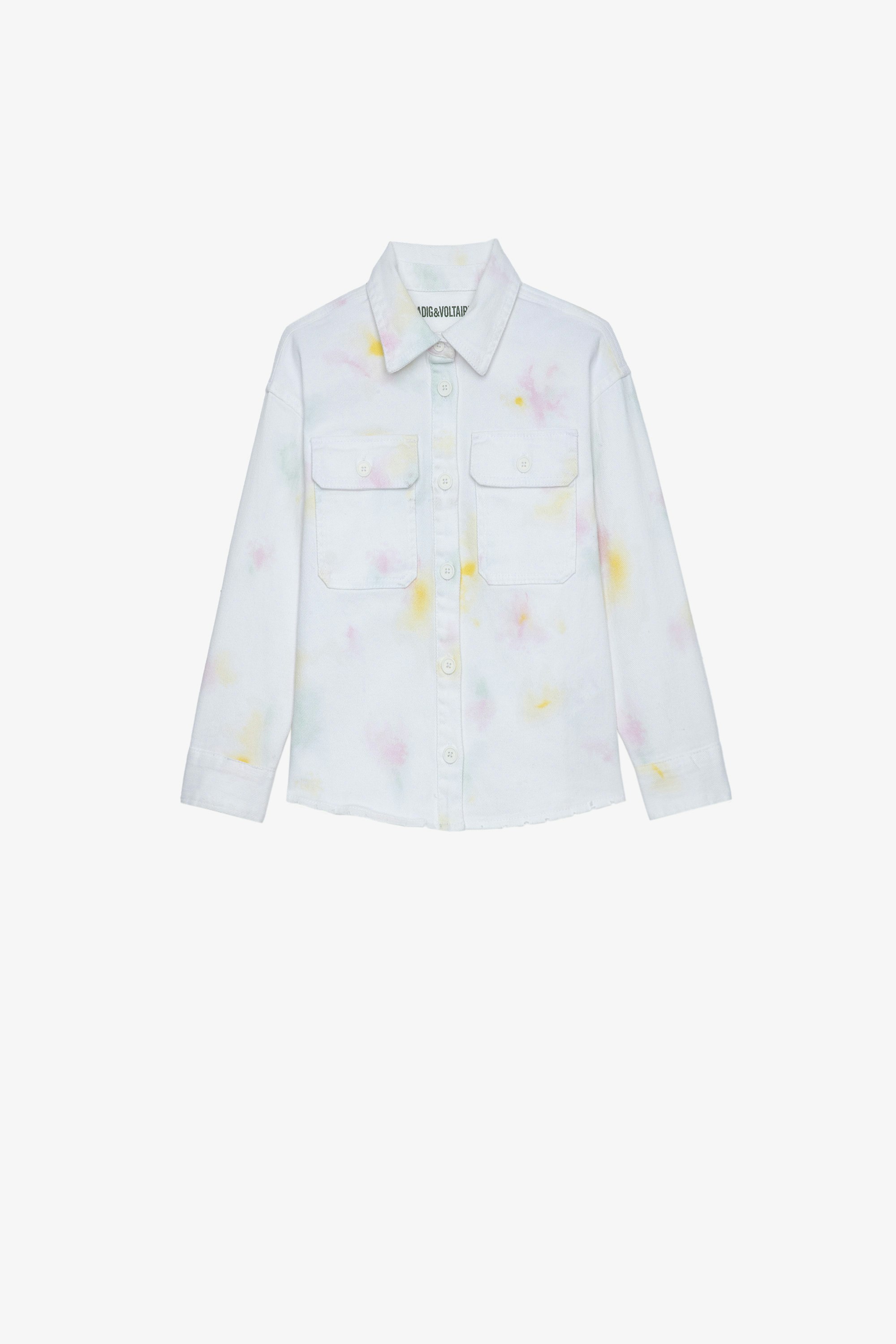 Bonnie Kids' Jacket Kids’ white cotton jacket with tie-dye print and ZV signature on the back