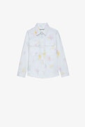 Giacca Bonnie Junior - Giacca in cotone bianco con stampa tie&dye e firma ZV sul retro - Junior