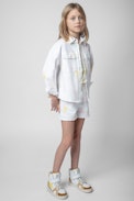 Giacca Bonnie Junior - Giacca in cotone bianco con stampa tie&dye e firma ZV sul retro - Junior