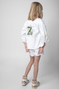 Giacca Bonnie Junior - Giacca in cotone bianco con stampa tie&dye e firma ZV sul retro - Junior