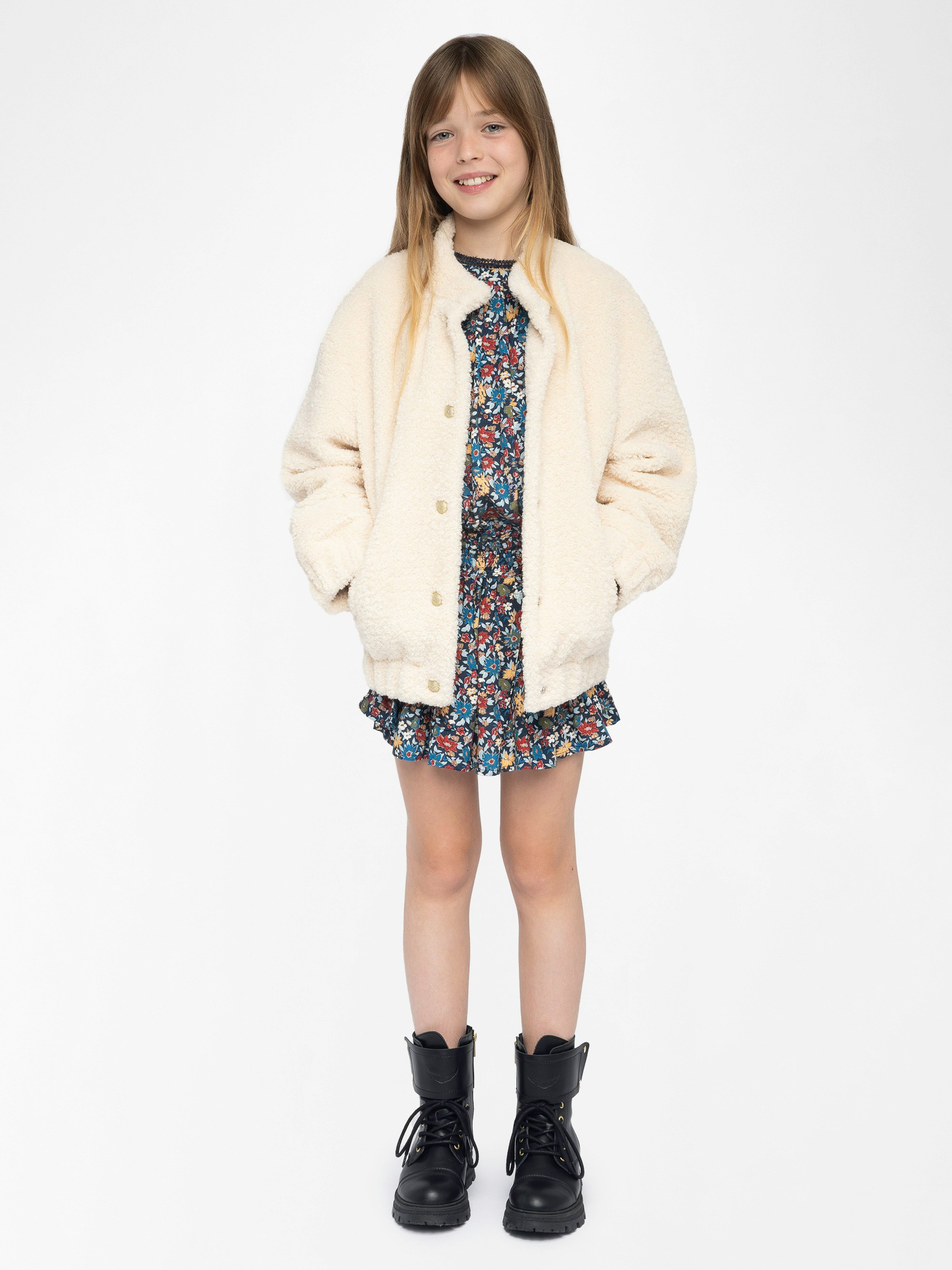 Maddy Girl's Jacket - Round neck jacket with elastic cuffs and hem, piped pocket, felt logo and embroidery on the back.