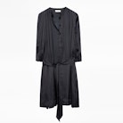 Retouch Satin Dress - Women’s black dress
