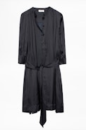 Retouch Satin Dress - Women’s black dress