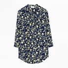 Touch Print Flower Shirt - Women’s navy blue blouse