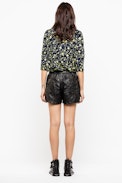 Touch Print Flower Shirt - Women’s navy blue blouse