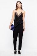 Christy Strass Silk Camisole - Women’s black silk camisole