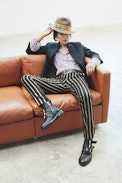 Prune Stripes Pants - Men’s grey suit pants