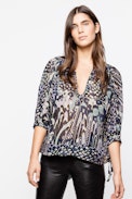 Tunique Soie Terry Lurex - Tunique bleu marine femme