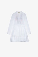 Ranila Kids’ Dress - Kids' white cotton dress featuring an embroidered skull on the back