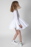 Ranila Kids’ Dress - Kids' white cotton dress featuring an embroidered skull on the back