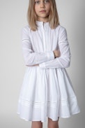 Ranila Kids’ Dress - Kids' white cotton dress featuring an embroidered skull on the back