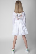 Ranila Kids’ Dress - Kids' white cotton dress featuring an embroidered skull on the back