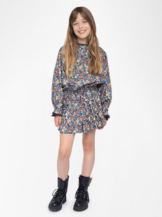 Karo Girl's Dress - Floral printed dress for girls with lace details.