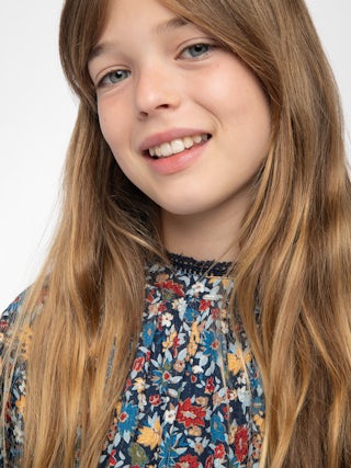 Karo Girl's Dress - Floral printed dress for girls with lace details.