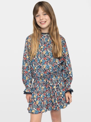 Karo Girl's Dress - Floral printed dress for girls with lace details.