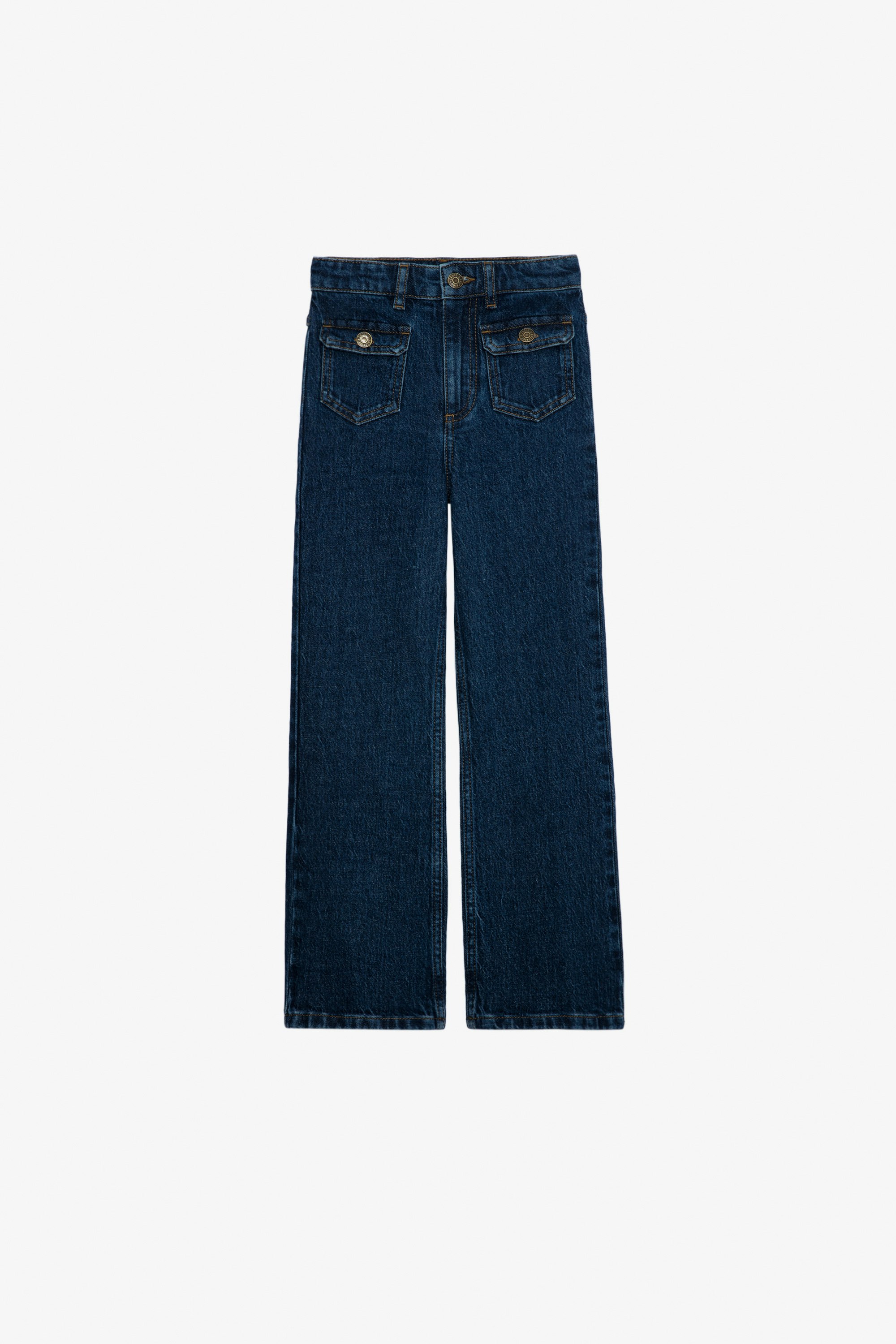 Hippie Girls’ Jeans Girls’ raw denim flared jeans.