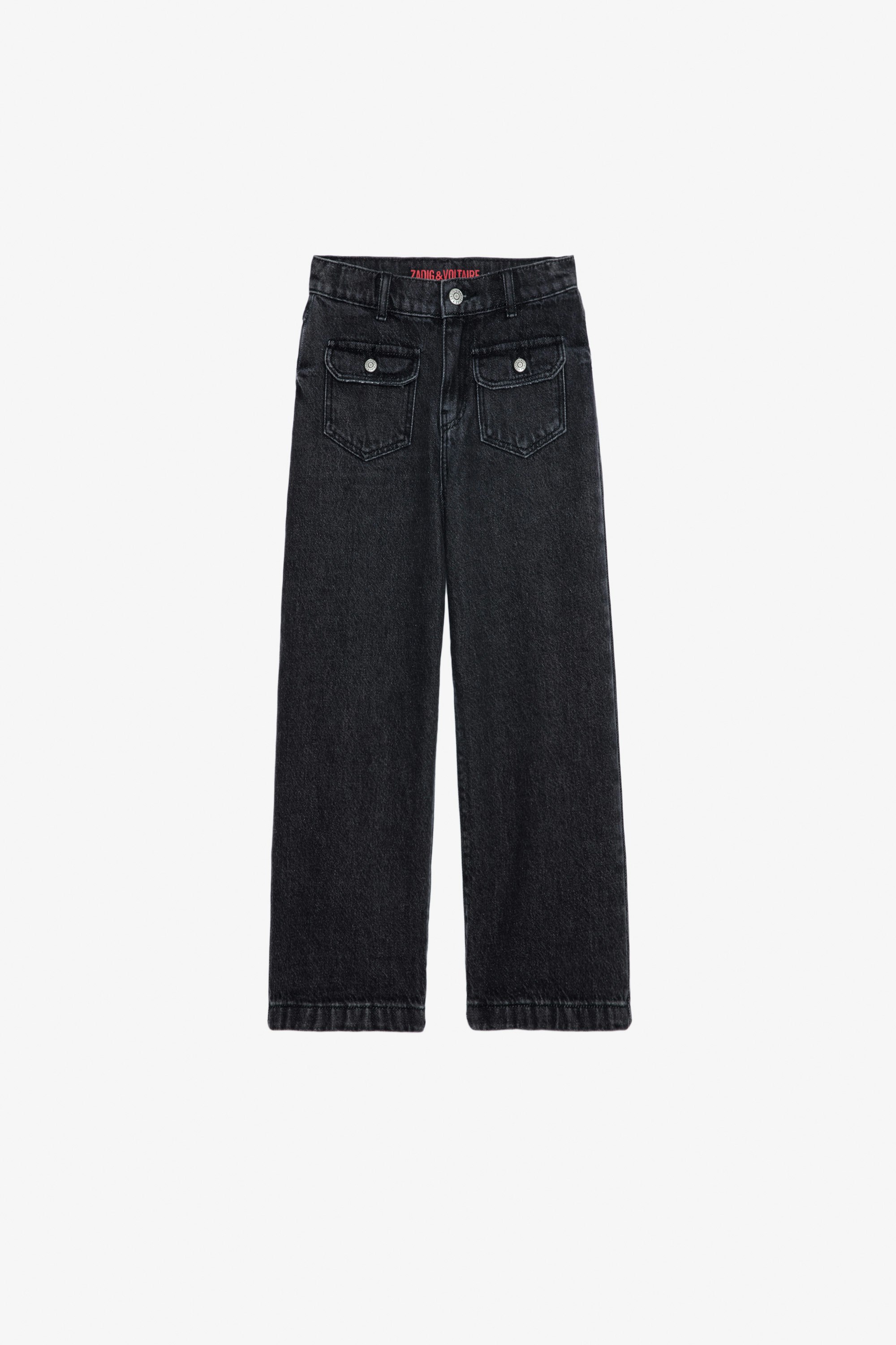 Hippie Girls’ Jeans - Girls’ black flared denim jeans.