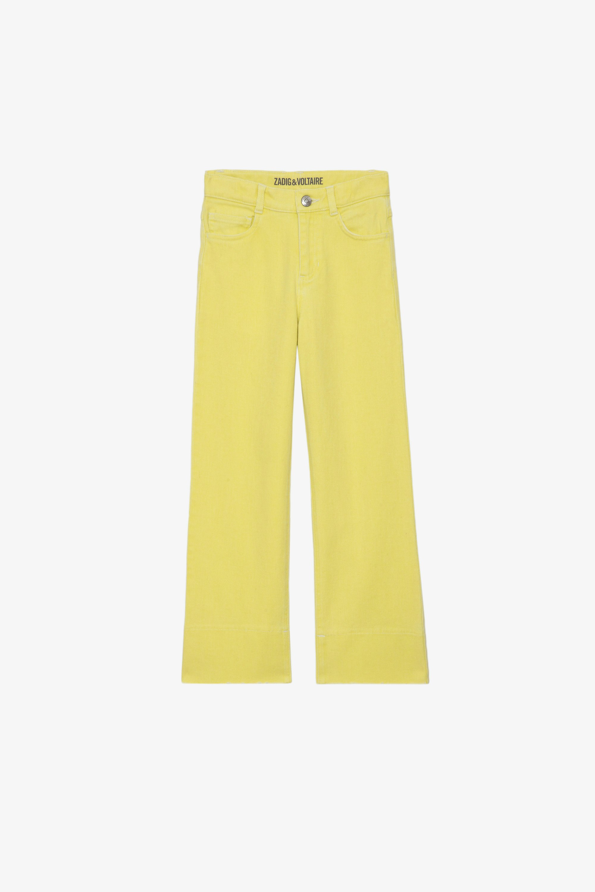 Margaret Girls’ Jeans - Girls’ yellow denim wide-leg jeans.