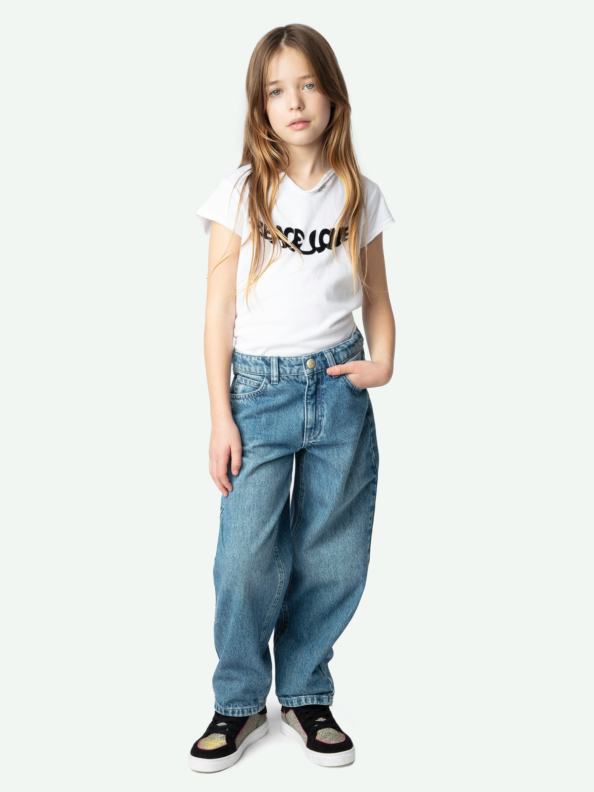 Evy Girl's Jeans - Straight-leg jeans in blue denim.