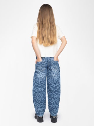 Elvis Girl's Jeans - Leopard print jeans, wide fit.