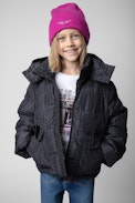 June Children’s Puffer Jacket - Children’s black puffer jacket with removable hood