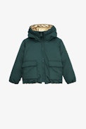 Parka April für Mädchen - Wasserabweisender Daunenparka mit Kapuze zum Wenden in Dunkelgrün für Mädchen.