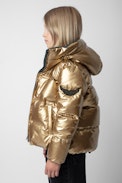 Parka April für Mädchen - Wasserabweisender Daunenparka mit Kapuze zum Wenden in Dunkelgrün für Mädchen.