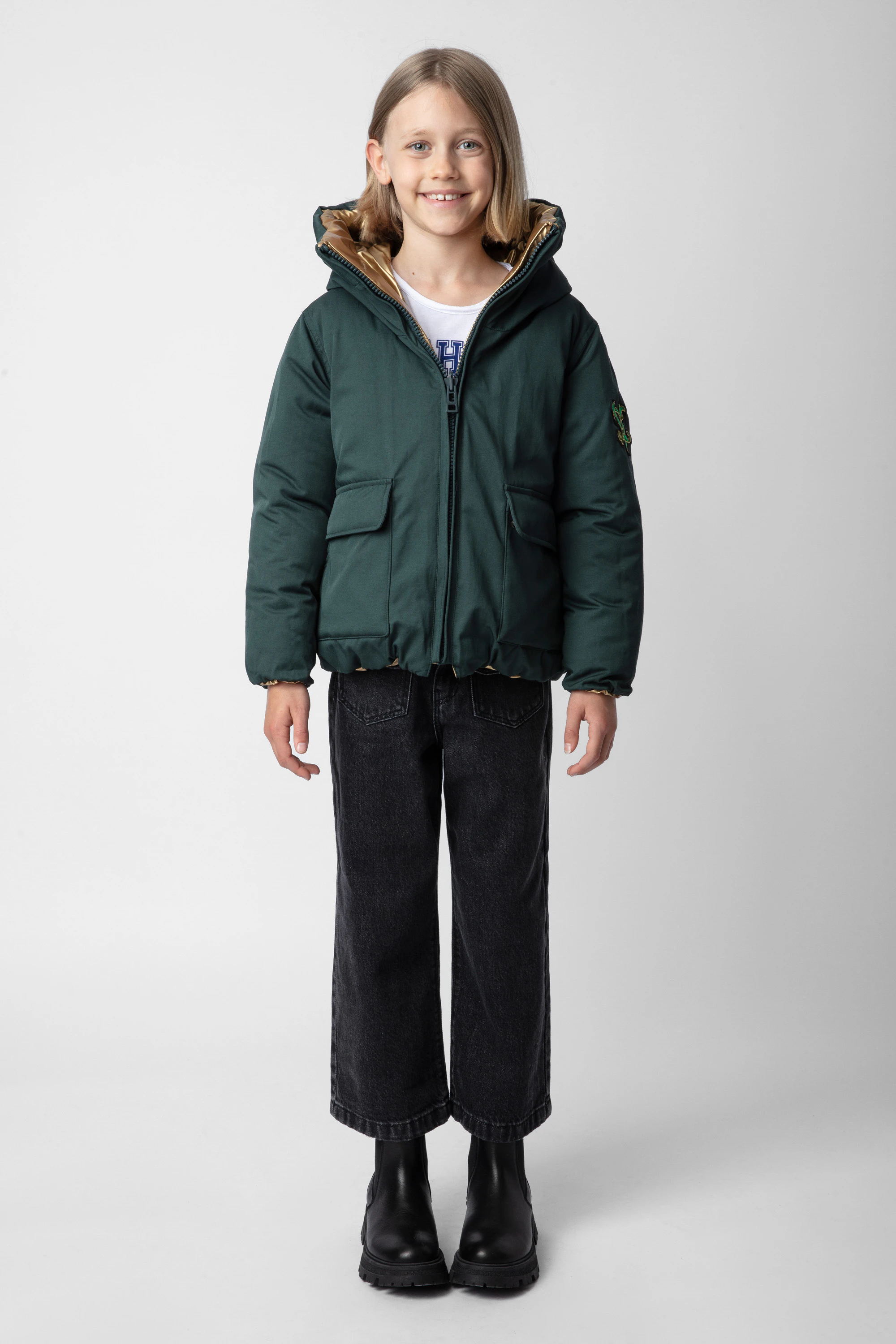 Lot De 2 Hauts Fille 8 Ans - Marques Zadig & Voltaire Et DDP - Occasion En Très Bon état (noir Et Gris)