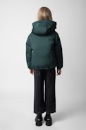 Parka April für Mädchen - Wasserabweisender Daunenparka mit Kapuze zum Wenden in Dunkelgrün für Mädchen.