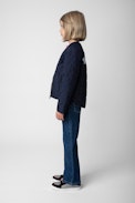 Girls’ Clide Jacket - Girls’ navy blue quilted recycled polyester jacket with “Bonheur” embroidery and wings.