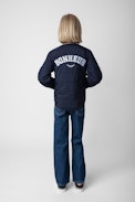 Girls’ Clide Jacket - Girls’ navy blue quilted recycled polyester jacket with “Bonheur” embroidery and wings.
