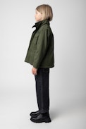 Kayaka Girls’ Parka - Girls’ khaki water-repellent cotton parka with diamanté motif on the back.
