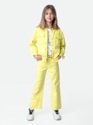 Jacke Timmy für Mädchen - Gelbe Mädchenjacke aus Baumwolltwill mit „Amour“-Schriftzug auf dem Rücken.
