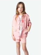 Veste Kid Fille - Veste militaire en sergé de coton rose orné de poches et d'une broderie Skull au dos et sur manche.