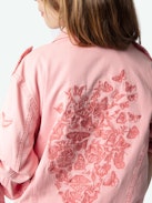 Veste Kid Fille - Veste militaire en sergé de coton rose orné de poches et d'une broderie Skull au dos et sur manche.