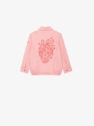 Veste Kid Fille - Veste militaire en sergé de coton rose orné de poches et d'une broderie Skull au dos et sur manche.