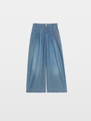 Trousers Adel Girl - - Wide pleated chambray trousers
- Tailored pockets with side embroidery
- Adjustable waist up to age 10