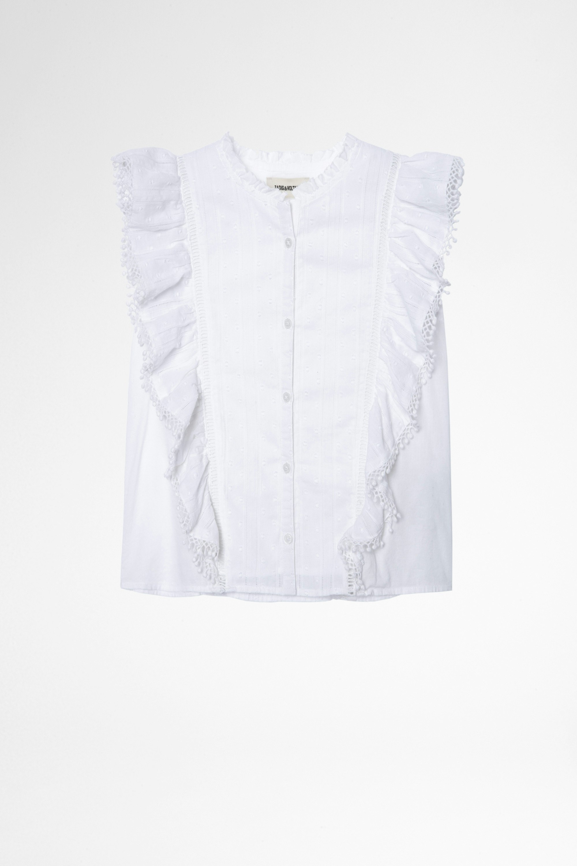 Gisele Children's ブルーズ Children's cotton top in white