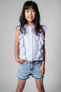 Gisele Children's Blouse - Children's cotton top in sky blue