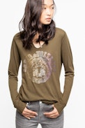 Strass T-Shirt - Women’s henley T-shirt