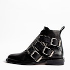Bottines Laureen Flap Studs - Bottines noires femme en cuir.